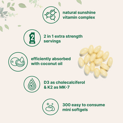 Vitamin D3 & K2 Supplement Softgels