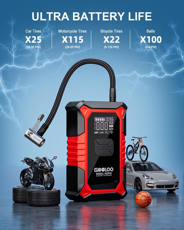 Glayd® A3 Jump Starter with Air Compressor 3000A